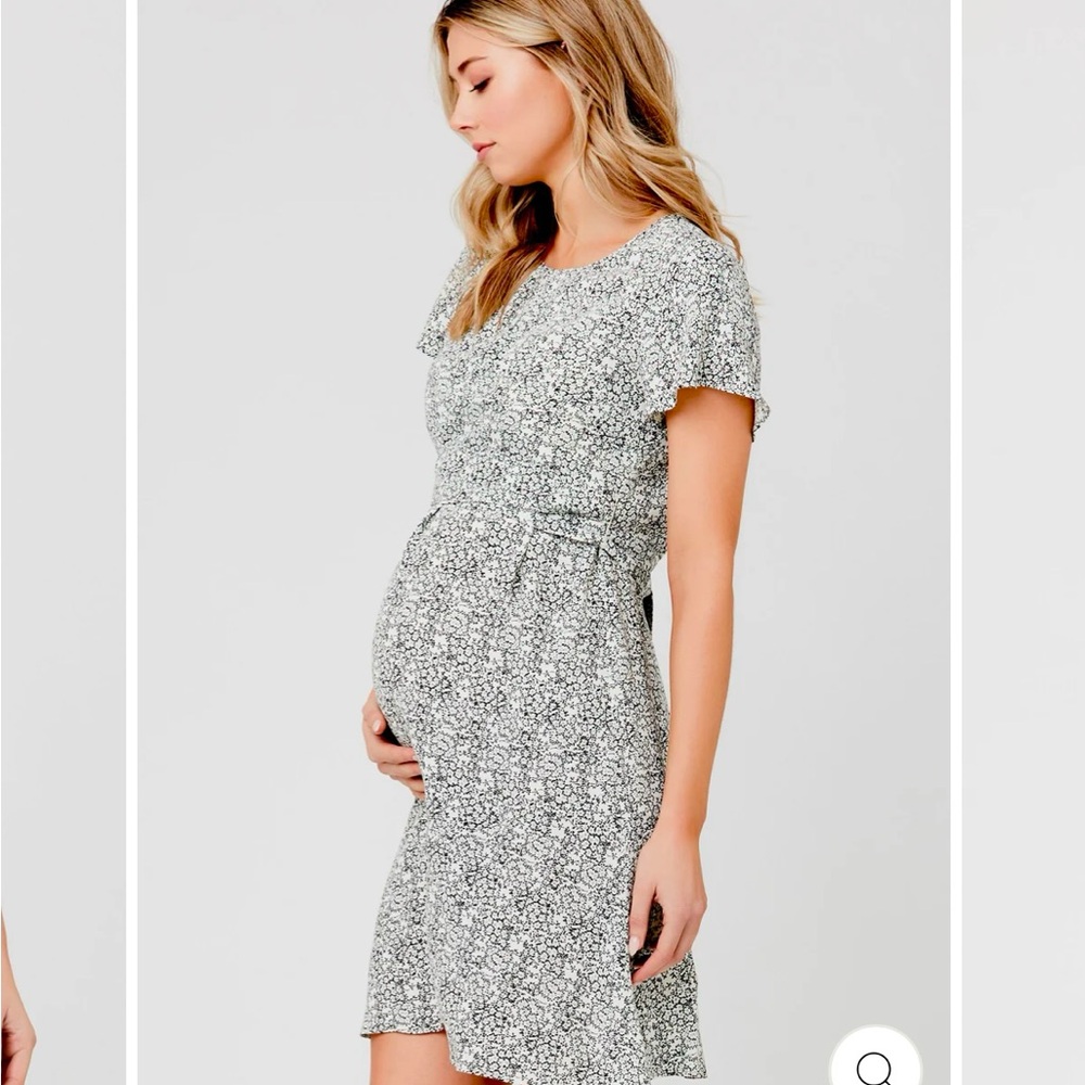 Ripe Maternity Black and White Floral Midi Dress